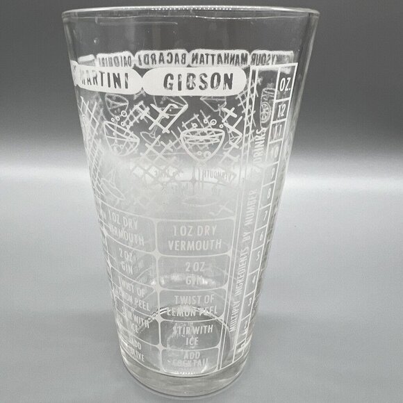 Vintage Federal Glass Cocktail Recipe Mixing & Measuring Bar Glass EUC - Picture 3 of 10